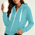 thumbnail image 2 of Jsaierl Womens Zip Up Hoodies Casual Solid Color Hooded Sweatshirt Holiday Comfort Long Sleeve Jackets Fall Clothes S-2XL, 2 of 6