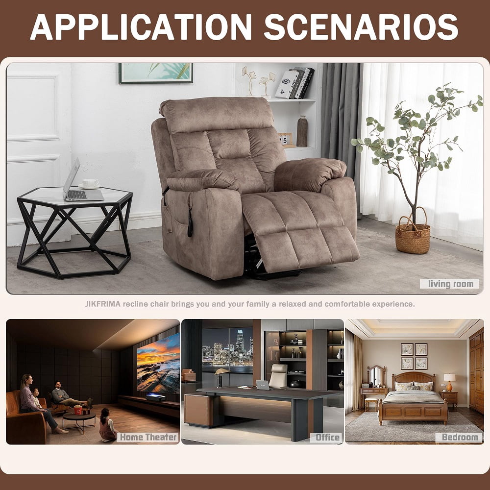Oversized Power Lift Recliner Chair with Massage & Heating for Big Elderly, Electric Lounge Sofa Chair with 26" Wide Seat and Cup Holders, 400LBS, Light Brown
