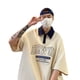 thumbnail image 1 of Camiseta corta para hombre, camiseta holgada de verano con cuello vuelto de media manga y decoración con estampado de letras, 1 of 8