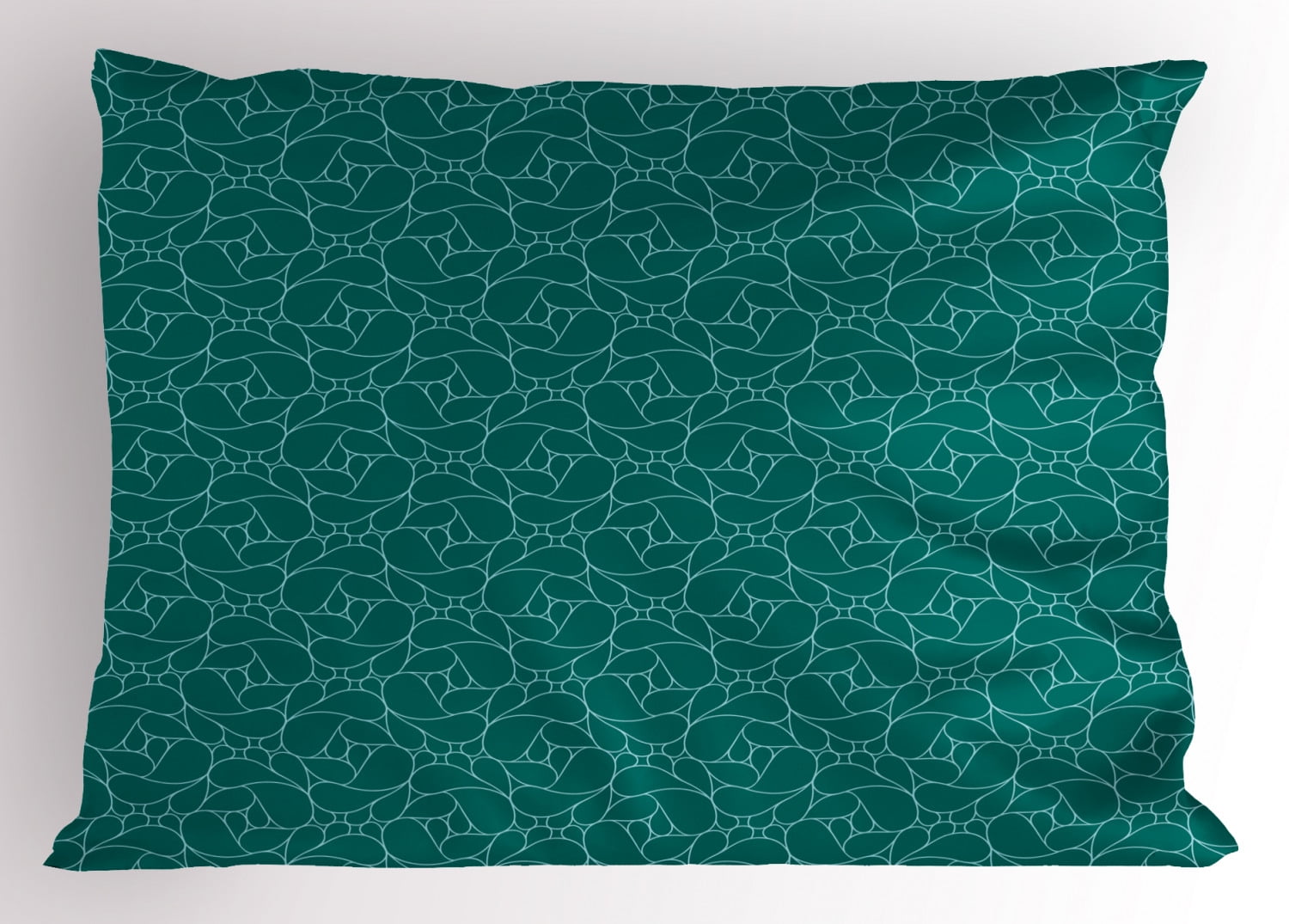 Teal Pillow Sham Abstract Line Art Modern Expressionist Design Water