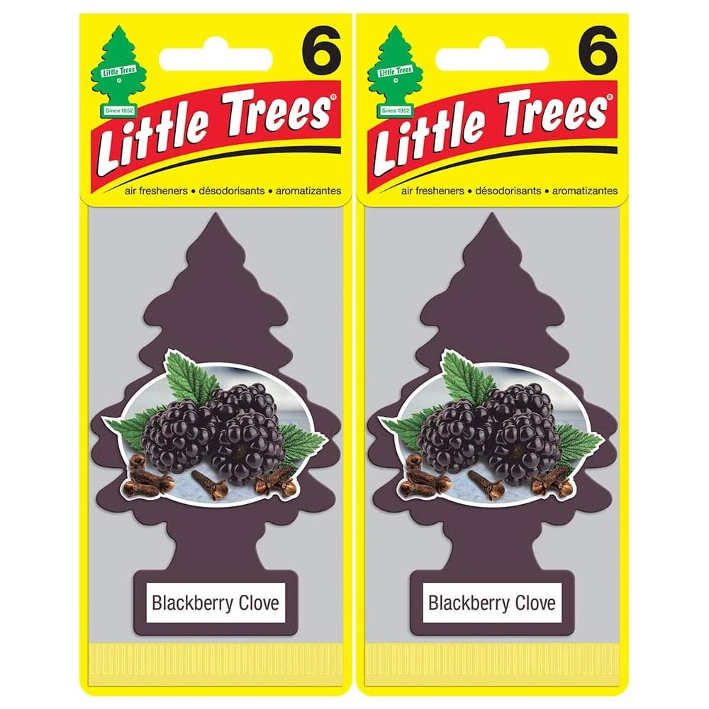 LITTLE TREES Car Air Freshener Hanging Tree Provides Long Lasting Scent for Auto or Home. Blackberry Clove, 24 Count, (4) 6-Packs