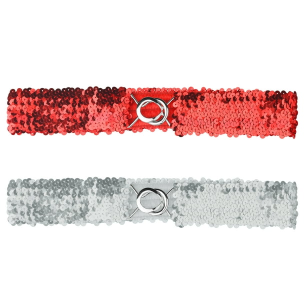 Cinturones elásticos con purpurina Allegra K rojo 64 cm