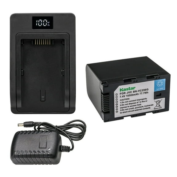 Kastar 1-Pack Battery and Ultrafast Charger Replacement for JVC BN-VC264G BN-VC296G Battery, JVC GY-HC500 Series Camcorder, JVC CONNECTED CAM GY-HC500E GY-HC500U, JVC GY-HC 550 GY-HC 550E Camcorder