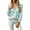 Mint Green, variant on Women's Gingham Print Shirts Ruffle Collar Flounce Cuff Loose Button Long Sleeve Blouses for Spring Summer Vacation Daily Wear