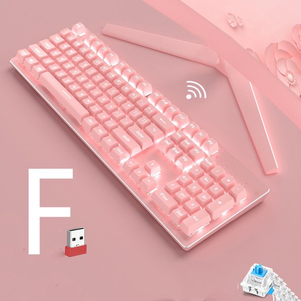 Homeex Wireless Mechanical Keyboard Mouse Set Game Office Retro F