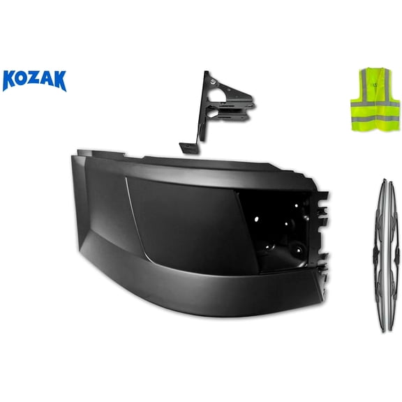 Compatible with VNL 2004-2015 Bumper Extension Corner with Fog Light Hole and Bracket, Right