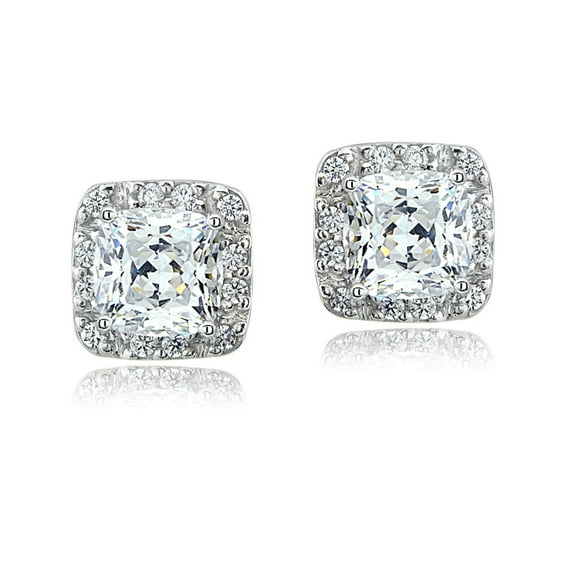 Onecarat 1.00 Ct Asscher Cut Mossanite Square Shape Stud Earrings 18k White Gold Over Silver