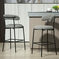 thumbnail image 2 of Knubmt Set of 2 Barstools with Mtal Base and Footrest, 26" Height Fabric Seat Bar Stools for Dining Room, Bar, Kitchen, Gray, 2 of 9