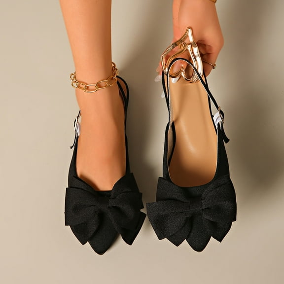 Tawop Women Shoes Casual Flat Women's Shoes Pointy Toe Buckle Breathable Soft Versatile Bowknot