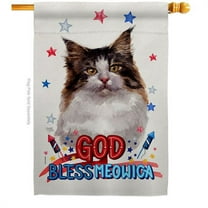 Breeze Decor H120162-BO Patriotic Norwegian Forest Animals Cat 28 x 40 in. Double-Sided Decorative Vertical House Flag for Decoration Banner Garden Yard Gift