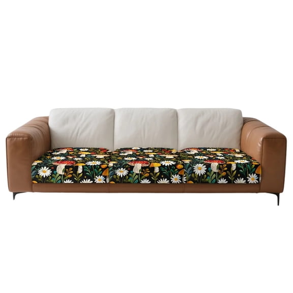 Xoenoiee Mushroom Daisy Berry Pattern 3 Piece Individual Couch Cushion Slipcovers Stretch Reversible Cushion Protector Slipcovers Sofa Cushion Protector Covers