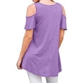 thumbnail image 2 of KVMeteor Women's Cold Shoulder Short Sleeve Tunic Tops Casual Loose Blouse Shirts, 2 of 3