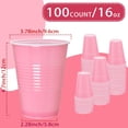 thumbnail image 2 of JJEAN-100 Pack Pink Plastic Cups, 16 oz Pink Disposable Cups, pink Solo Cups Heavy Duty for Party Birthday Wedding Picnic Easter Party, 2 of 4