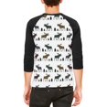 thumbnail image 2 of Autumn Plaid Moose on the Loose Pattern Mens Raglan T Shirt White-Black SM, 2 of 2