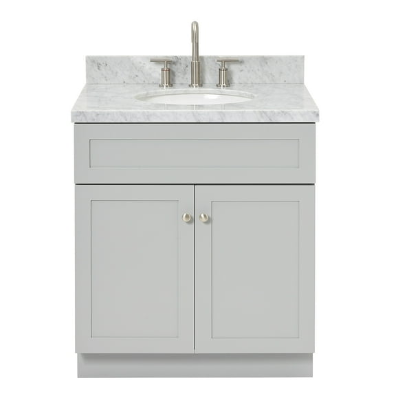 Ariel Hamlet 31 In. Oval Sink Vanity With 1.5 In. Carrara White Countertop In Grey