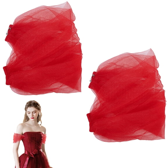 Detachable Sleeves for Wedding Arm Straps Long Sheer Sleeve for Dress Red