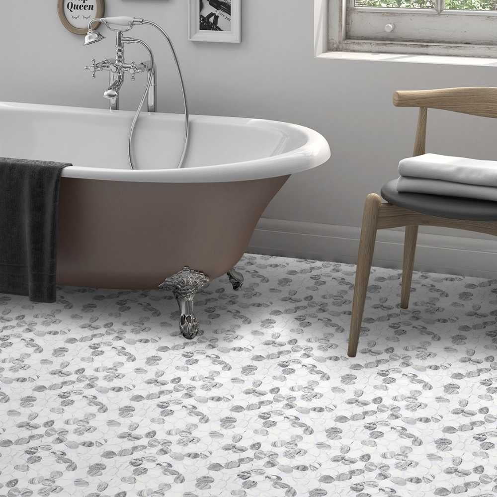 The Tile Life Recycled Cenote Pebble 13" x 13" Blend Matte Glass Mosaic Floor and Wall Tile Case of 14