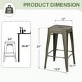 thumbnail image 6 of Vineego Counter Height Stackable Bar Stool, Gun (Set of 4), 6 of 7