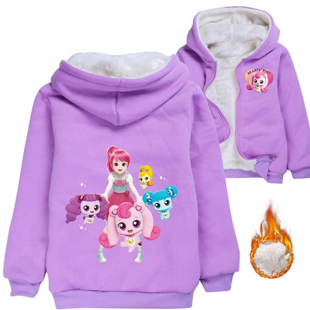 Tini Ping - Chaquetas cálidas de felpa para niñas Ropa gruesa de invierno Sudadera con capucha y cremallera Disfraz navideño para niños zhangyuxiang LED