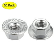 M4 Serrated Flange Hex Lock Nuts 201 Stainless Steel 50 Pcs