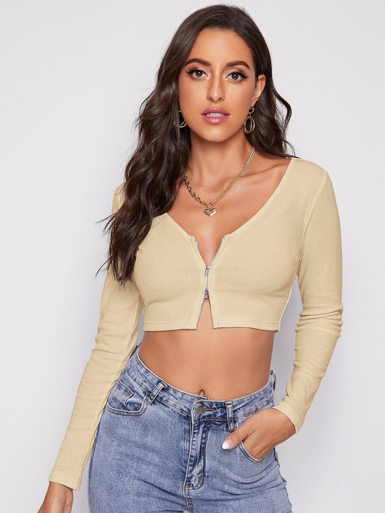 long sleeve zip up top