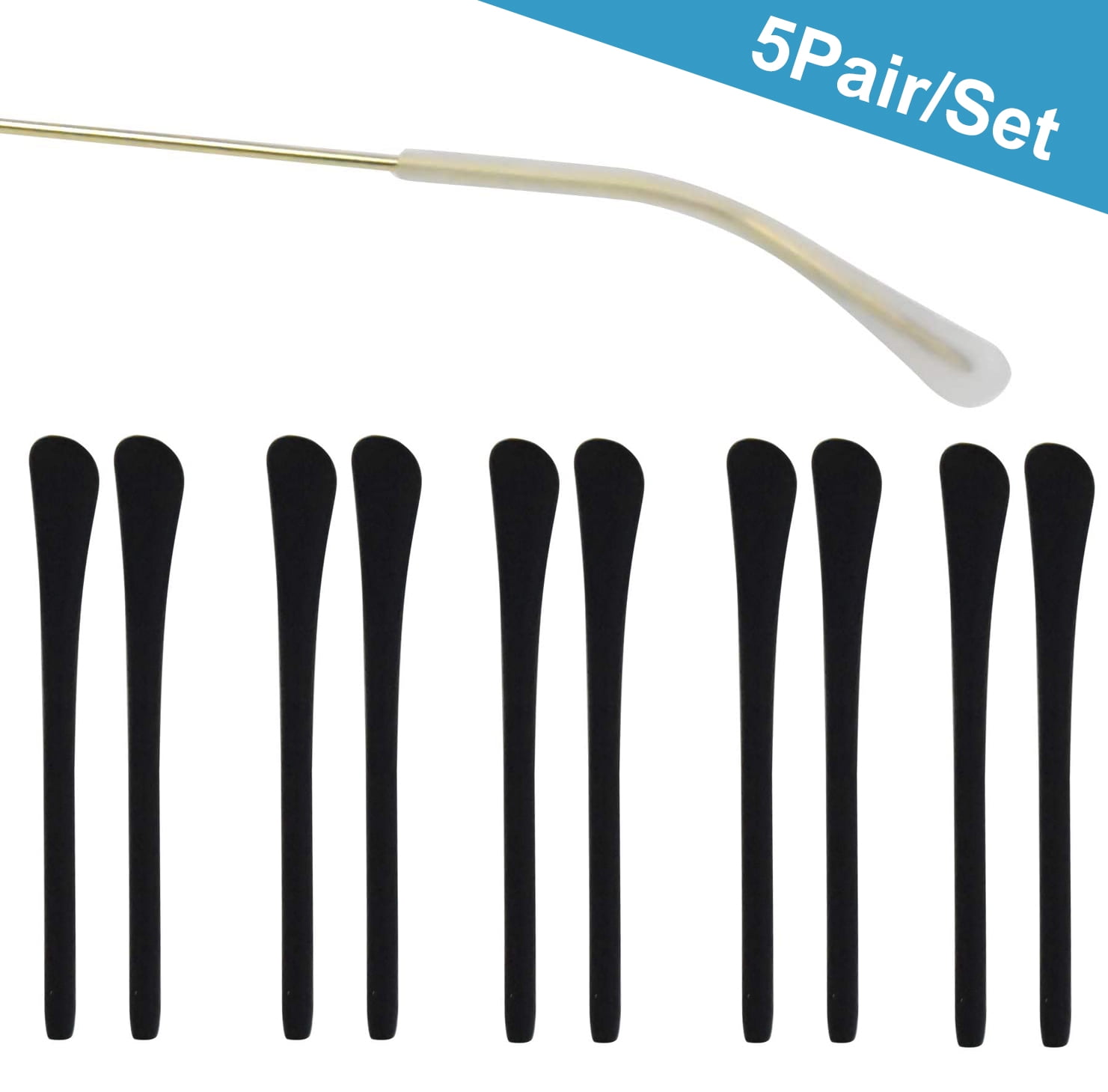 Spectacle Glasses Black Silicone Rubber End Tips Ear Pieces Ear Tubes Replacement