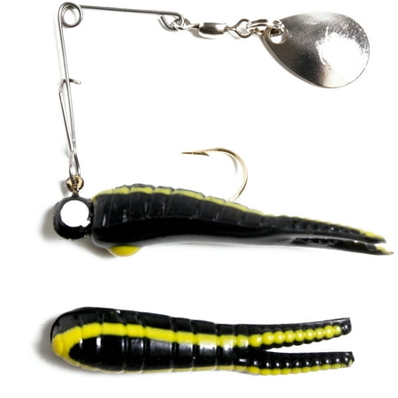 Betts Black w/Yellow Stripe Spin Split Tail Lure 1.16 oz. Spinnerbaits