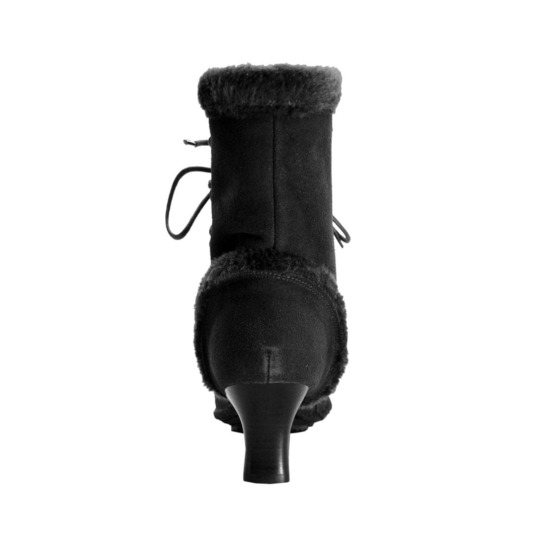 PEERAGE Viola Women Wide Width Fleece Lined Suede Dress Boots with Zipper BLACK 6