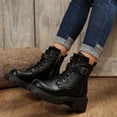 thumbnail image 5 of Black Ladies Round Toe Lace Up Boots With Chunky Mid Heel For Casual Winter Wear, 5 of 9