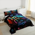 thumbnail image 3 of Manfei Kids Cartoon Console Full Size Comforter Sets,Gamepad Gamer Gaming Bedding Comforter Set,Modern Abstract Geometric Plaid Bedding Sets For Boys Teens,Luxury Bedroom Decor Reversible,3-Piece, 3 of 8