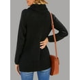 thumbnail image 3 of Weardear Women's Fashion Turtle Cowl Neck Long Sleeve Wrap Asymmetric Chunky Knitted Sweater Button Tops Black,S, 3 of 7