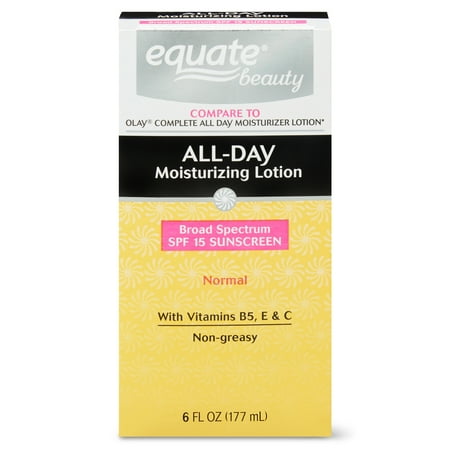 Equate Beauty All Day Moisturizing Sunscreen Lotion for Normal Skin, Broad Spectrum SPF 15, 6 Fl oz