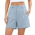 thumbnail image 2 of ZHYou Womens Dress Shorts Casual Office High Waisted Pleated Front Wrinkle Resistant Tailored Shorts with Pockets,Light Blue,Size XS, 2 of 6