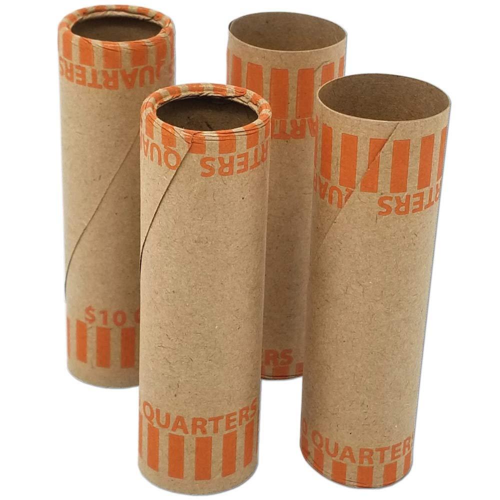 J Mark Burst Resistant Preformed Quarter Coin Roll Wrappers, MADE IN USA, 60Count Heavy Duty