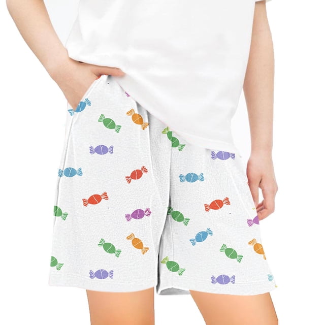 Odeerbi 5-14 Años Niños Niñas Verano Pantalones Cortos Estampados Caramelo Pantalones Cortos Workout Athletic Sports Pantalones Cortos Transpirables Con Bolsillos