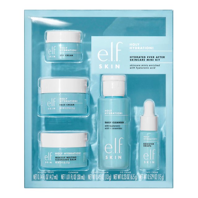 SKIN Holy Hydration! Hydrated Ever After Skincare Mini Kit, Cleanser, Makeup Remover, Moisturiser & Eye Cream For Hydrating Skin, Airplane-Friendly Sizes