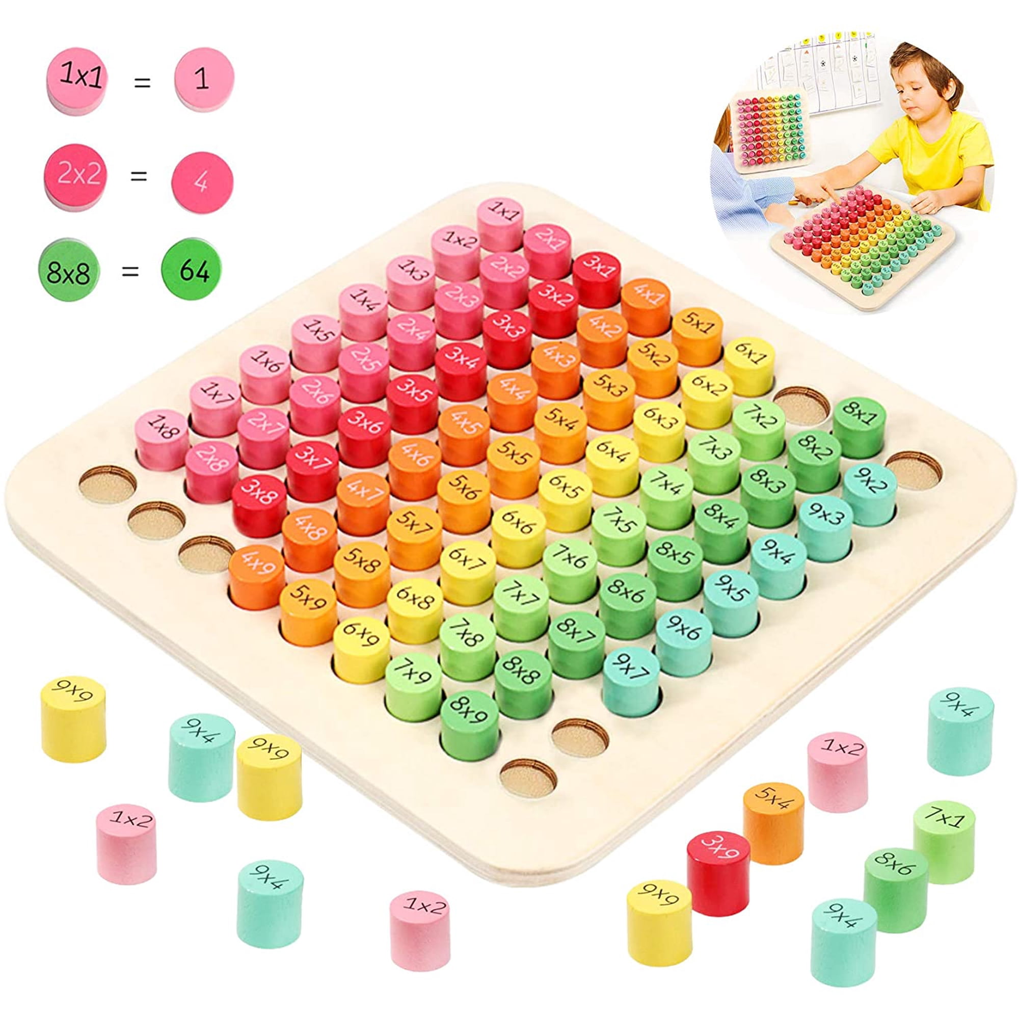 Morofme 1 x 1 planche de calcul d'apprentissage Montessori en bois pour les élèves du primaire, 1 x 1 99, planche de multiplication mathématiques, arithmétique, jouet éducatif, cadeau