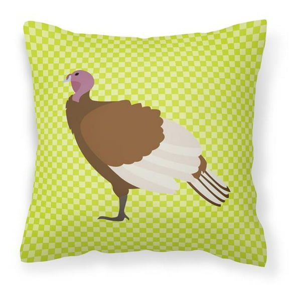 Carolines Treasures BB7808PW1818 Bourbon Red Turkey Hen Green Fabric Decorative Pillow, 18 x 18 in.