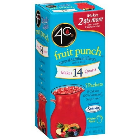 4C Totally Light Fruit Punch Drink Mix, 1.88 Oz., 7 Packet