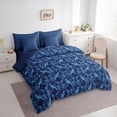 thumbnail image 3 of Feelyou Blue Boho Damask Bedding Comforter Set 7pcs, Tribal Gothic Crow King Bedding Sets, 3 of 8