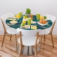 thumbnail image 2 of Marble Texture Peacock Green Round Tablecloths with Elastic Edge Fitted Round Table Cloth Small Wipeable Washable Circle Table Covers for Dinner Patio Party Indoor Outdoor Kitchen Decor (Fit 36-44 In), 2 of 6