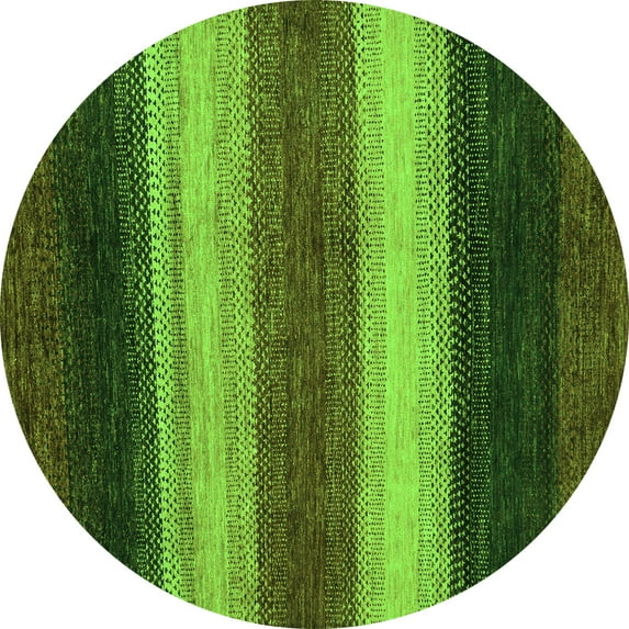 Ahgly Company Indoor Round Abstract Green Modern Area Rugs, 7' Round