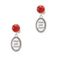 thumbnail image 2 of Delight Jewelry Silvertone Walk with Jesus Oval Red Crystal Clip on Earrings, 2 of 5