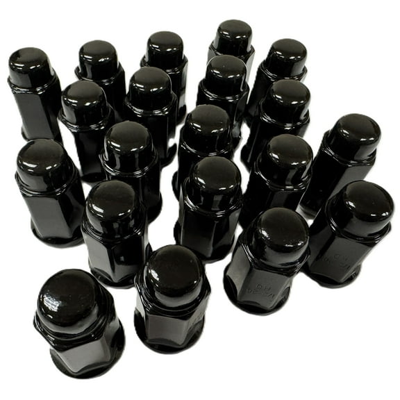 20-Pack Black Solid 1/2" Lug Nuts For Trailer Wheels Acorn Bulge Style 1/2-20 Thread