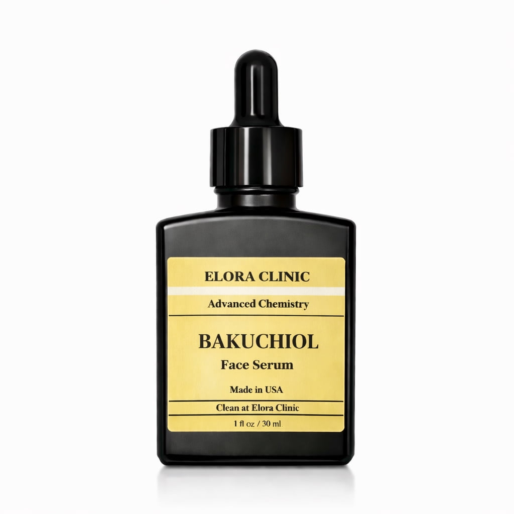 Elora Clinic Bakuchiol Serum, Dual-Phase Hydrating Oil Serum, Bakuchiol moisturizer, Formulated with Bakuchiol Oil for face, bakuchiol plumping serum, 1 fl oz