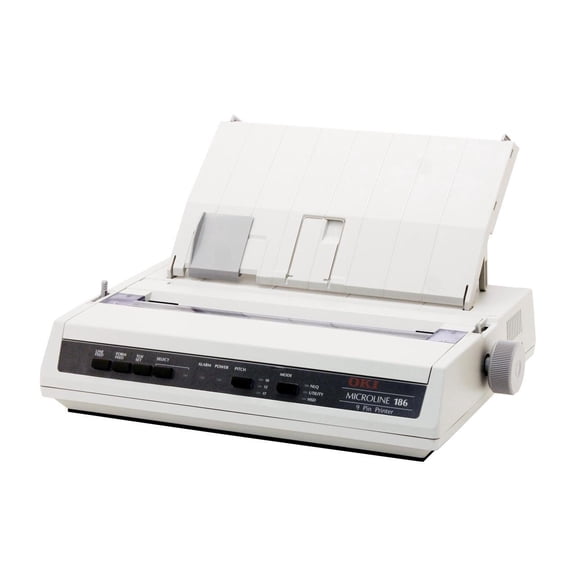 Oki MICROLINE 186 Dot Matrix Printer – High-Speed Impact Printer, 136 Columns, Serial, Parallel, USB, Continuous & Cut Sheet Paper Support