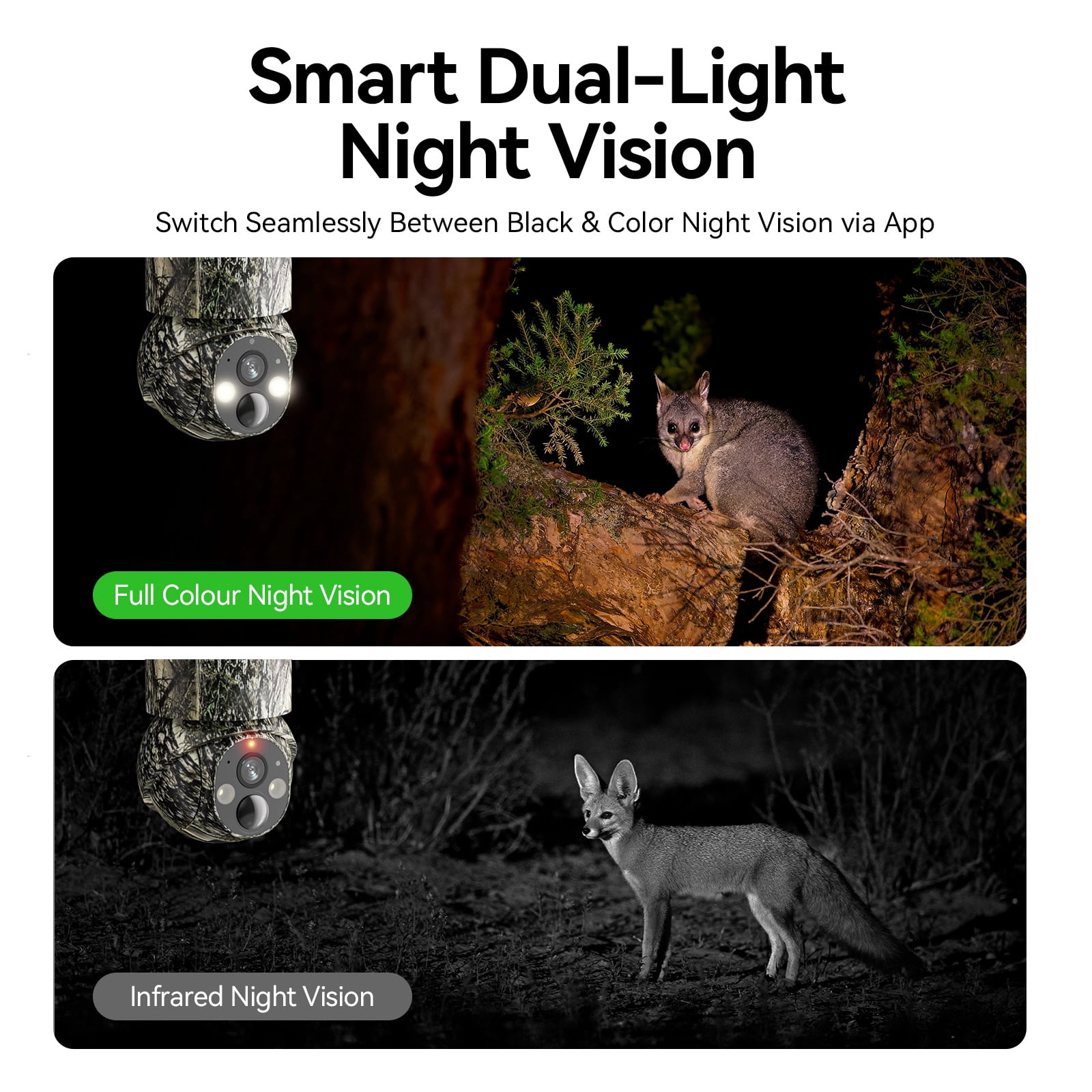 4G Solar-Powered LTE Cellular Trail Camera , Color Night Vision, 2-Way Talk, 1920P UHD, 360°True Panoramic Vision, SD Card/Cloud storage, PIR Detection, Instant Alerts, Instant Communication