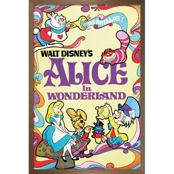 Disney Alice In Wonderland (1951) - Vibrant One Sheet Wall Poster, 22.375" x 34" Framed