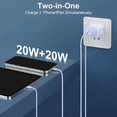 thumbnail image 5 of Dual Port Purple Fast Charger【MFi Certified】Compatible with iPhone14/13/12/11/X,Dual Port USB C Charger,Fast Charging Block,Quick USB C Wall Charger Plug with Type C Lightning Cable, 5 of 7