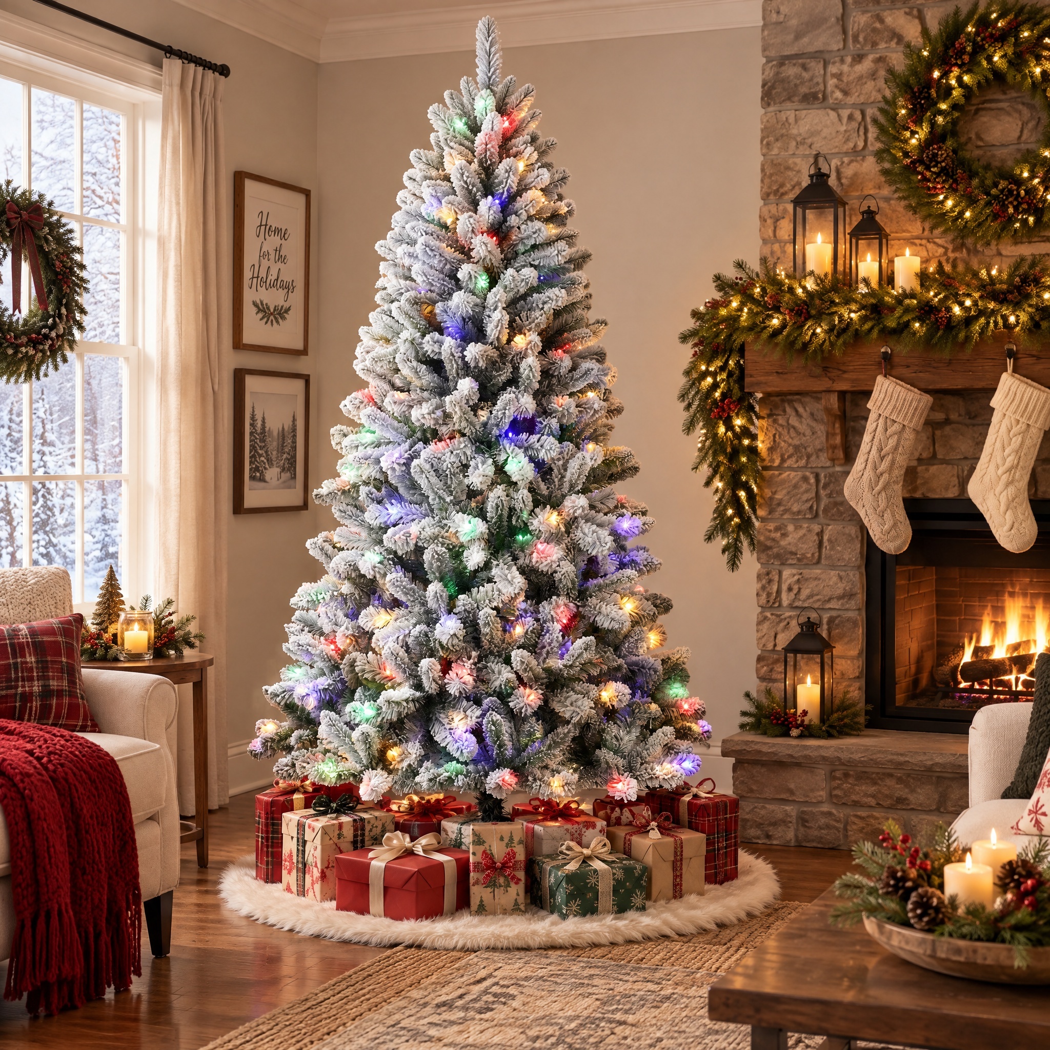 Holiday Time 6.5' Pre-Lit Frisco Pine Snow-Flocked Christmas Tree photo 2